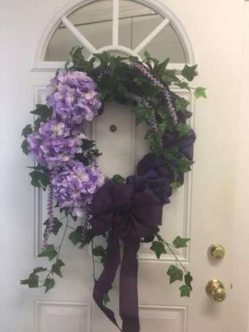 Purple Floral Grapevine Wreath