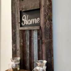 Barn Board Candle Shelf With Sign