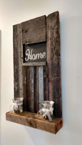 Barn Board Candle Shelf With Sign