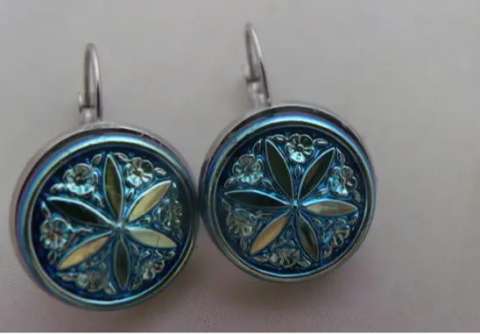 Czech Glass Button Earrings