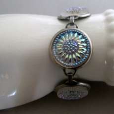 Czech Glass White Button Bracelet