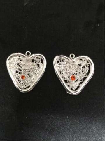 Fine Silver PMC Syringe Heart Earrings