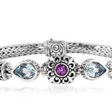 Sterling Silver Bracelet With Amethyst and Blue Topaz