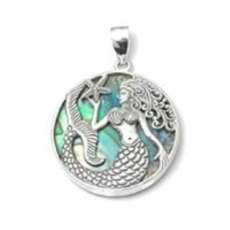 Sterling Silver Abalone Mermaid Pendant