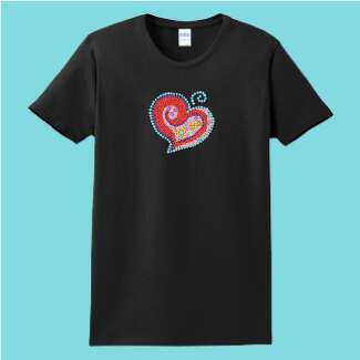 Heart Mosaic Ladies Black T