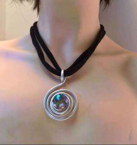 Spiral With Large Bead on T-Shirt Necklace