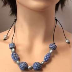 Beaded Blue/Silver Adjustable Necklace