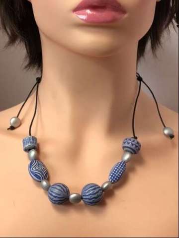 Beaded Blue/Silver Adjustable Necklace