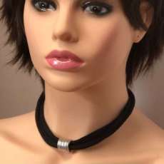 Stretchable Black Chocker W/ Metal Coil Design
