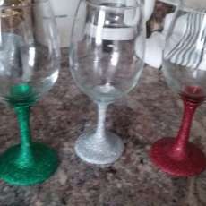 Glittered Stemed Wine Glasss'