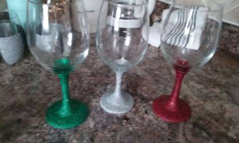 Glittered Stemed Wine Glasss'
