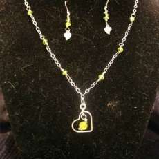 Sterling & Peridot Heart Set