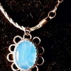 Ice Blue Chalcedony & Sterling Pendant