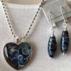 Fabric Bead Pendant and Earrings