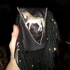 Sterling Horse, Black Leather and Fringe