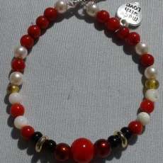 Red and White Beaded Bracelet