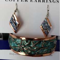 Copper Bracelet Ear Ring Set