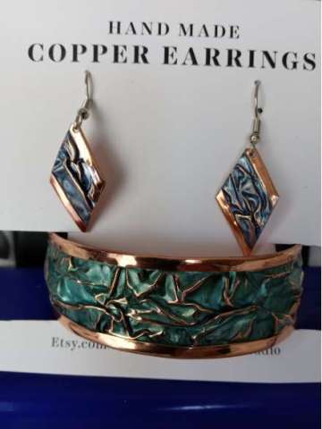 Copper Bracelet Ear Ring Set