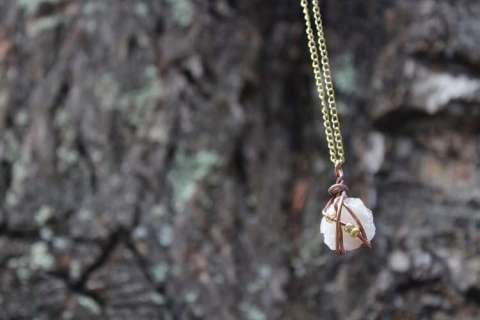 Gold Beaded Natural Quartz Necklace