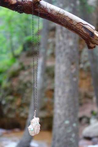 Teal Beaded Natural Quartz Necklace