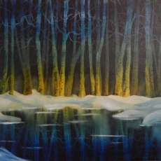 Snow Birches in Blue