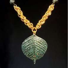 Beaded Leaf Pendant Necklace