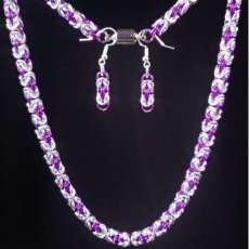 Violet Byzantine Weave Necklace and Earrings