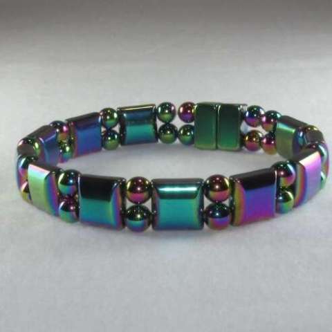 Rainbow Hematite Double Bracelet