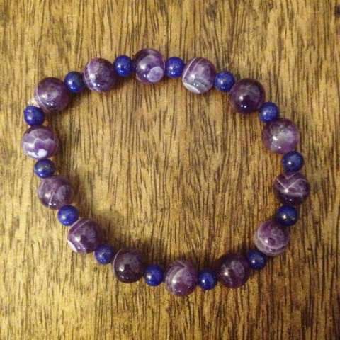 Amethyst and Lapis Beaded Bracelet