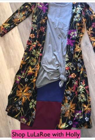 Lularoe Outfit S Sarah Sweater, XXS Carly Dress, XS Cassie Skirt