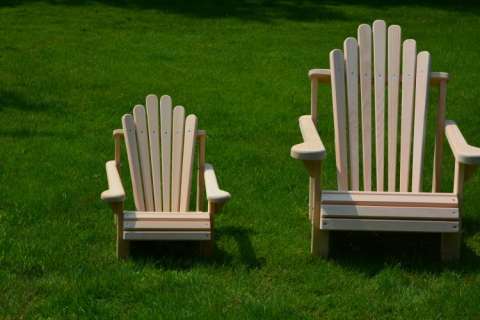 Adirondack Childs' Chair Next to Adult Chair