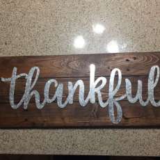 Metal on Wood Thankful