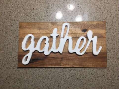Wood Cut Out Gather on Wood