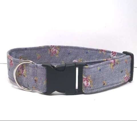 Jean and Flowers Dog Collar