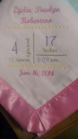 Embroidered Birth Announcement Blanket