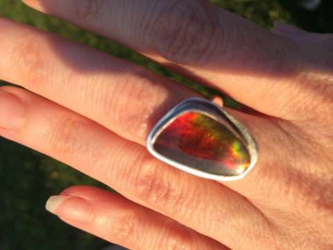 Ammolite and Sterling Silver Ring