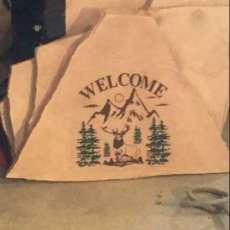 Elk Welcome Sign on Flagstone