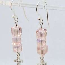 Crystal Silver & Cross Earrings