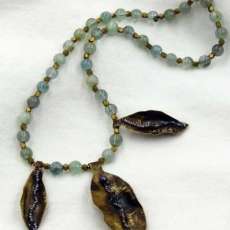 Forged Bronze Leaf & Aquamarine Necklace