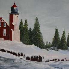 Eagle Harbor Light in Winter