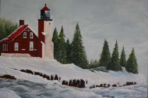 Eagle Harbor Light in Winter