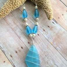 Aqua Sea Glass Necklace