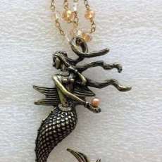 Mermaid Pendant on Beaded Chain