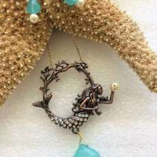 Mermaid Pendant W/ Chalcedony Stones