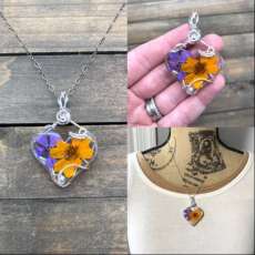 Handmade Real Flowers in Resin Wrapped in Sterling Silver