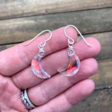 Handmade Wire Design Earrings-Mystic Quartz Crescents