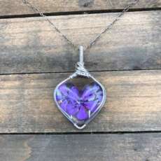 Handmade Real Flowers in Resin Heart Pendant