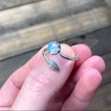 Solid Sterling Silver Adjustable Ring-With An Ethiopian Opal