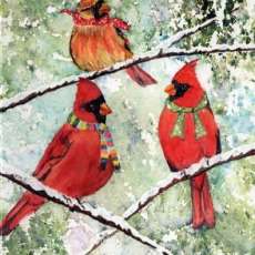 Christmas Cardinals in Scarves