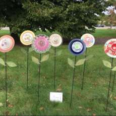 Flowers Made From Colorful Glassware.